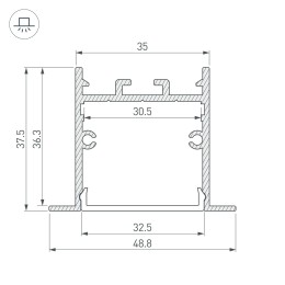 Алюминиевый профиль Arlight SL-LINIA49S-F-2000 ANOD BLACK 039389