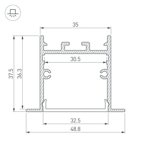 Алюминиевый профиль Arlight SL-LINIA49S-F-2000 ANOD BLACK 039389