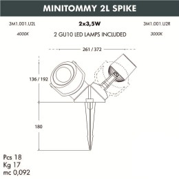 Ландшафтный светодиодный светильник Fumagalli Minitommy 2L Spike 3M1.001.000.AXU2L