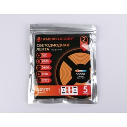 Светодиодная лента двухрядная Ambrella Light LED Strip 12В 2835 24Вт/м 3000K 5м IP20 GS1701