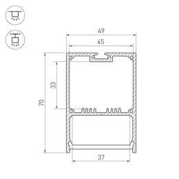 Профиль с экраном Arlight SL-LINE-4970-2500 ANOD+OPAL 020466