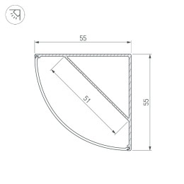 Алюминиевый профиль Arlight KANT-H55-2000 ANOD 044578