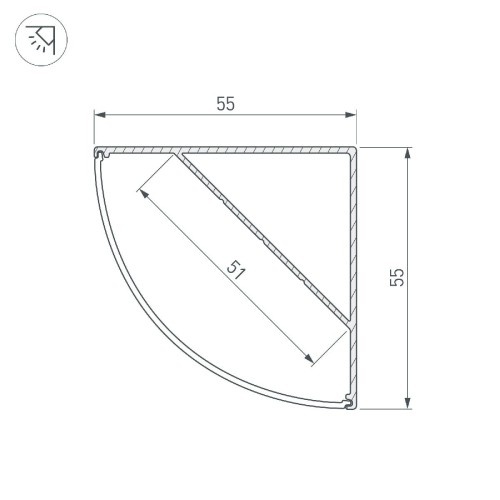 Алюминиевый профиль Arlight KANT-H55-2000 ANOD 044578