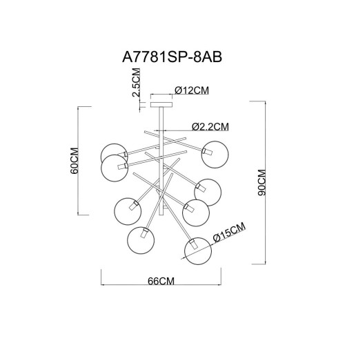 Люстра на штанге Arte Lamp Severus A7781SP-8AB