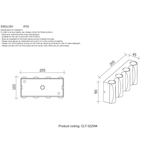 Уличный настенный светильник Crystal Lux CLT 022W4 BL 4000K