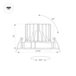 Встраиваемый светильник Arlight MS-Forecast-Built-Turn-R102-12W Warm3000 035449