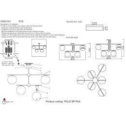 Потолочная люстра Crystal Lux FELIZ SP-PL6 BRONZE/WHITE