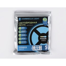 Светодиодная лента двухрядная Ambrella Light LED Strip 12В 2835 19,2Вт/м 6500K 5м IP20 GS1603