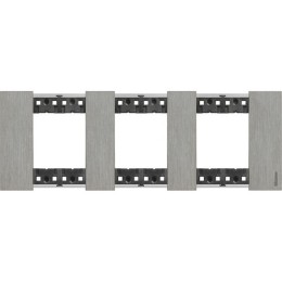 Рамка на 3 поста, 6 модулей - Немецкий стандарт. Цвет Сталь. Bticino серия Living Now. KA4802M3ZG