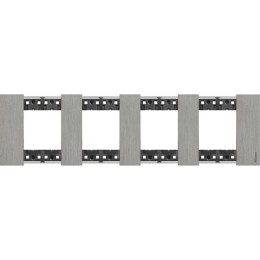 Рамка на 4 поста, 8 модулей - Немецкий стандарт. Цвет Сталь. Bticino серия Living Now. KA4802M4ZG