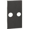 Лицевая панель розетки телевизионной TV с 2 отверстиями 2 модуля. Цвет Чёрный. Bticino серия Living Now. KG25M2