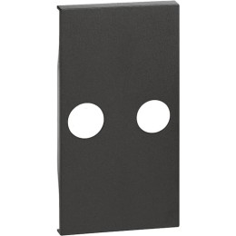 Лицевая панель розетки телевизионной TV с 2 отверстиями 2 модуля. Цвет Чёрный. Bticino серия Living Now. KG25M2