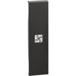 Лицевая панель выключателей и переключателей с символом "вентилятор" 1 модуль. Цвет Чёрный. Bticino серия Living Now. KG01RN