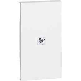 Лицевая панель выключателей и переключателей с символом "вентилятор" 2 модуля. Цвет Белый. Bticino серия Living Now. KW01M2RN