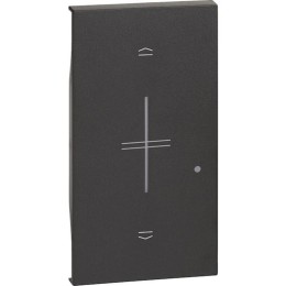 Лицевая панель умного выключателя рольставени/жалюзи с окошком индикации 2 модуля. Цвет Чёрный. Living Now NETATMO. KG43M2
