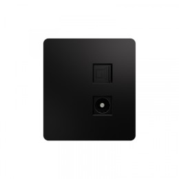 KRANZ ROUND Розетка компьютерная RJ45 кат6 + TV с/у оникс, с 1-пост. рамкой