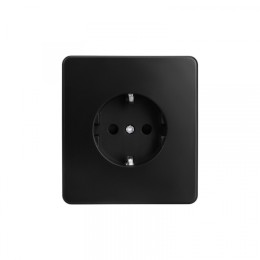 KRANZ ROUND Розетка 1-ая с/з с/у, со шторками 16А оникс, с 1-пост. рамкой