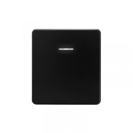 KRANZ ROUND Выключатель 1 кл проходной (переключатель) с подсветкой 10А с/у оникс, с 1-пост. рамкой