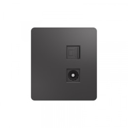 KRANZ ROUND Розетка компьютерная RJ45 кат6 + TV с/у титан, с 1-пост. рамкой