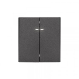 KRANZ STRONG Выключатель 2 кл с подсветкой 10А с/у графит, с 1-пост. рамкой