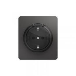 KRANZ ROUND Розетка 1-ая с/з с/у, со шторками и крышкой 16А титан, с 1-пост. рамкой