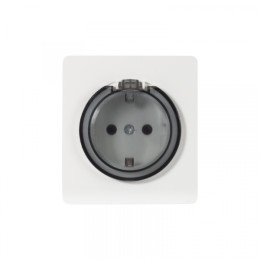 KRANZ ROUND Розетка 1-ая с/з с/у, со шторками и крышкой 16А перламутр, с 1-пост. рамкой