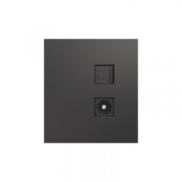 KRANZ STRONG Розетка компьютерная RJ45 кат6 + TV с/у графит, с 1-пост. рамкой