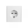 KRANZ STRONG Розетка 1-ая с/з с/у, со шторками 16А жемчуг, с 1-пост. рамкой