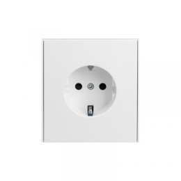 KRANZ STRONG Розетка 1-ая с/з с/у, со шторками 16А жемчуг, с 1-пост. рамкой