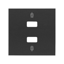 Накладка для зарядного устройства 2хUSB черный матовый Simon 100, 10001096-238