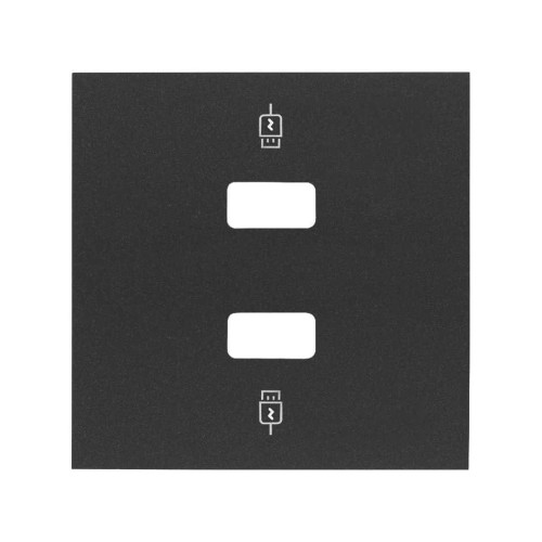 Накладка для зарядного устройства 2хUSB черный матовый Simon 100, 10001096-238