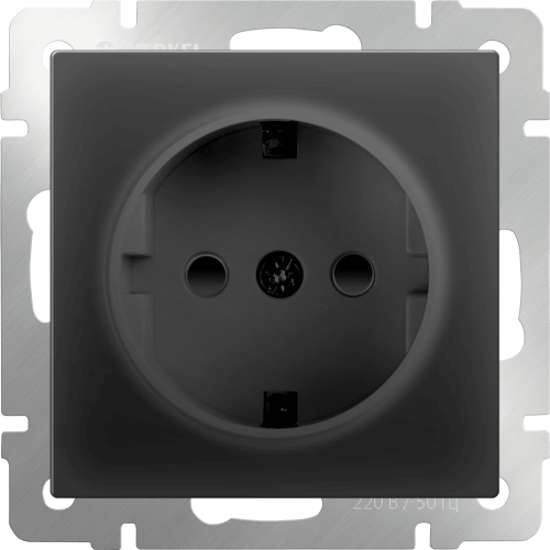 W1171308 Розетка с заземлением, безвинтовой зажим (черный матовый) Antik Werkel a051618