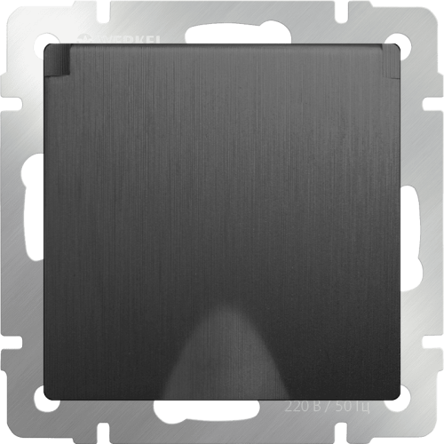 W1171204 Розетка влагозащ. с зазем. с защит. крышкой и шторками (графит рифленый) Antik Werkel a050754