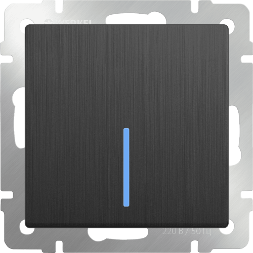 W1112104 Выключатель одноклавишный проходной с подсветкой (графит рифленый) Antik Werkel a051687