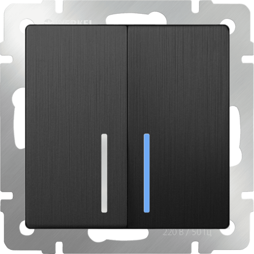 W1120104 Выключатель двухклавишный с подсветкой (графит рифленый) Antik Werkel a050747