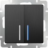 W1122104 Выключатель двухклавишный проходной с подсветкой (графит рифленый) Antik Werkel a050757
