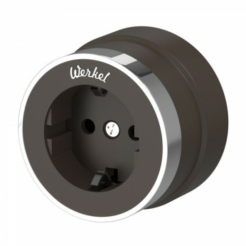 W5871052 Розетка с заземлением (мокко матовый/хром) Vintage Werkel a055927