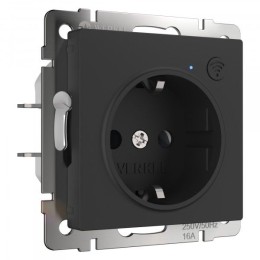 W1171608 Умная встраиваемая розетка с заземлением с защитными шторками (черный матовый) Werkel a056422