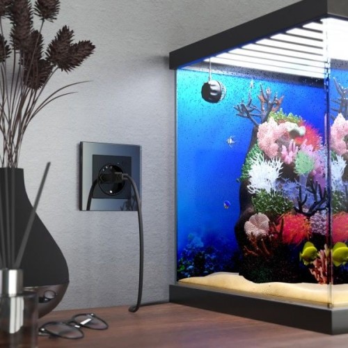 W1171608 Умная встраиваемая розетка с заземлением с защитными шторками (черный матовый) Werkel a056422