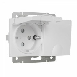 W1172201 Розетка двойная влагозащ. с зазем. с защит. крышками и шторками (белый) Werkel a057276