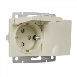 W1172203 Розетка двойная влагозащ. с зазем. с защит. крышками и шторками (слоновая кость) Werkel a057279