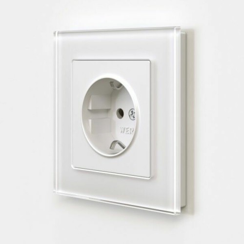 W1171161 Розетка с заземлением и шторками (белый матовый) Antik Werkel a059266