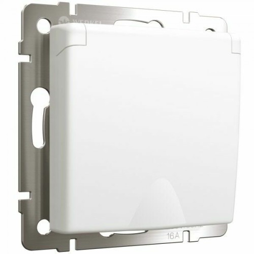 W1171261 Розетка с заземлением и шторками c крышкой IP44 (белый матовый) Antik Werkel a059267