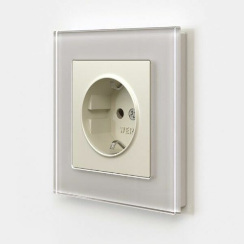 W1171162 Розетка с заземлением и шторками (айвори матовый) Antik Werkel a059275