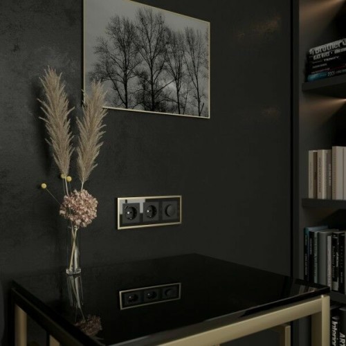 W0032852 Рамка на 3 поста Baguette (черный/латунь) Werkel a060241