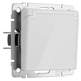 W1171241 Розетка влагозащ. с зазем. с защит. крышкой и шторками (белый акрил) Werkel a064013