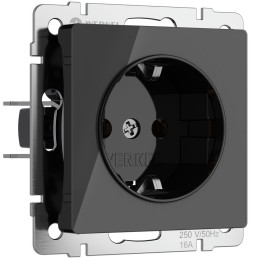 W1171048 Розетка с заземлением (черный акрил) Werkel a064041