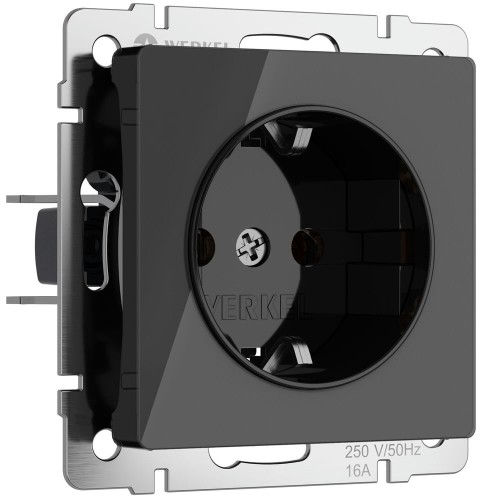 W1171048 Розетка с заземлением (черный акрил) Werkel a064041