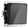 W1171248 Розетка влагозащ. с зазем. с защит. крышкой и шторками (черный акрил) Werkel a064043