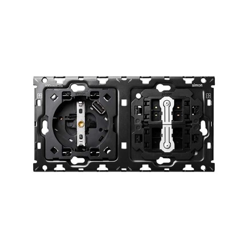 Кит на 2 поста, механизмы: 1 розетка Schuko 2Р+Е 16A 250В~ с з/у USB Smart Charge 2.1А + 2 переключателя (проходных) + суппорт Simon 100, 10010212-039